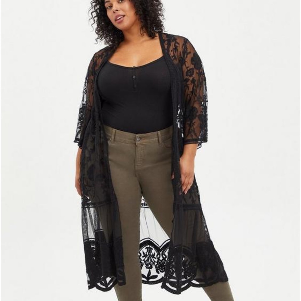 Torrid Embroidered Mesh Kimono